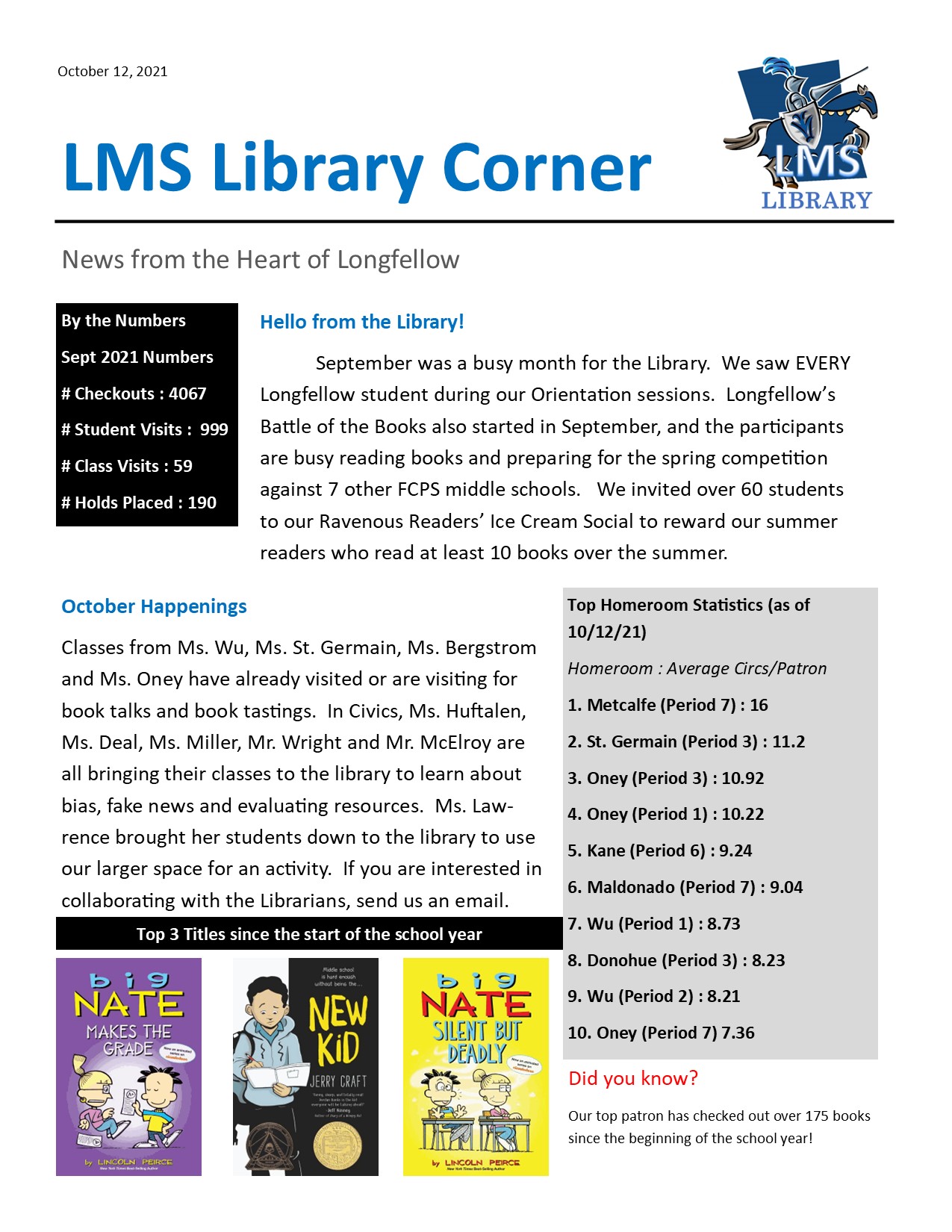 October LMS Library newsletter